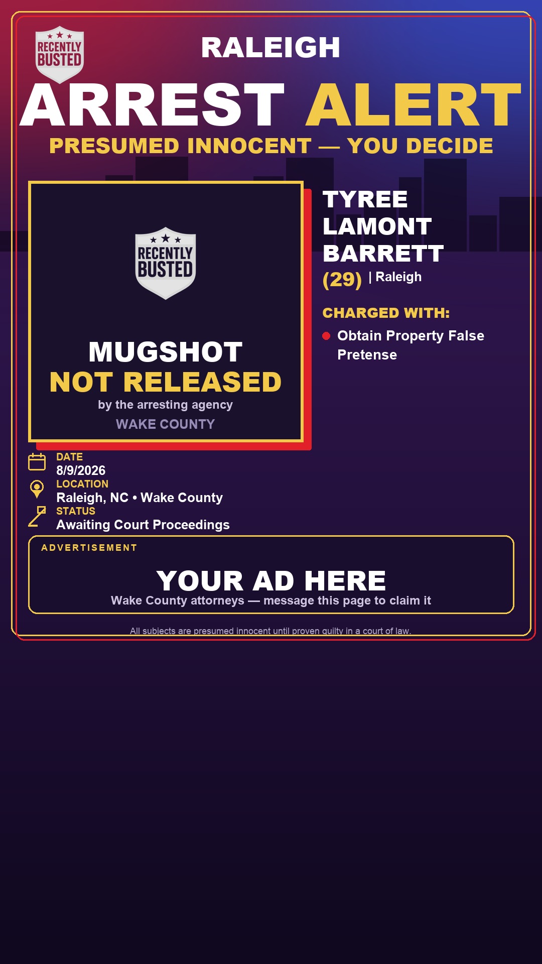 Arrest report - TYREE LAMONT BARRETT