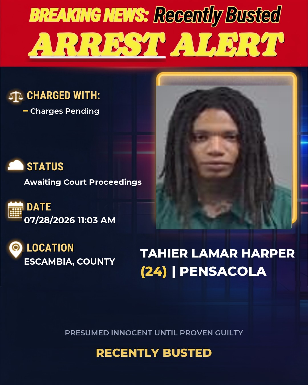 Arrest report - Tahier Lamar Harper