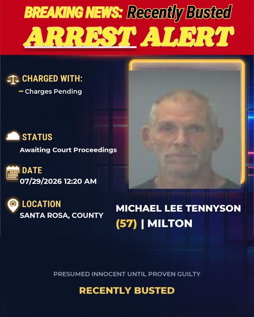 Michael Lee Tennyson — arrest record card, Santarosa