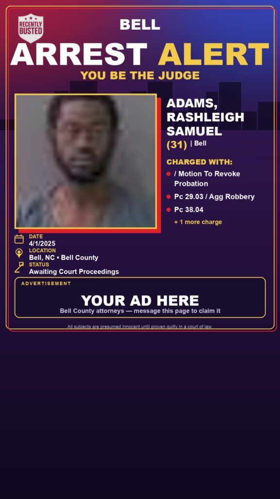 Arrest report - ADAMS, RASHLEIGH SAMUEL