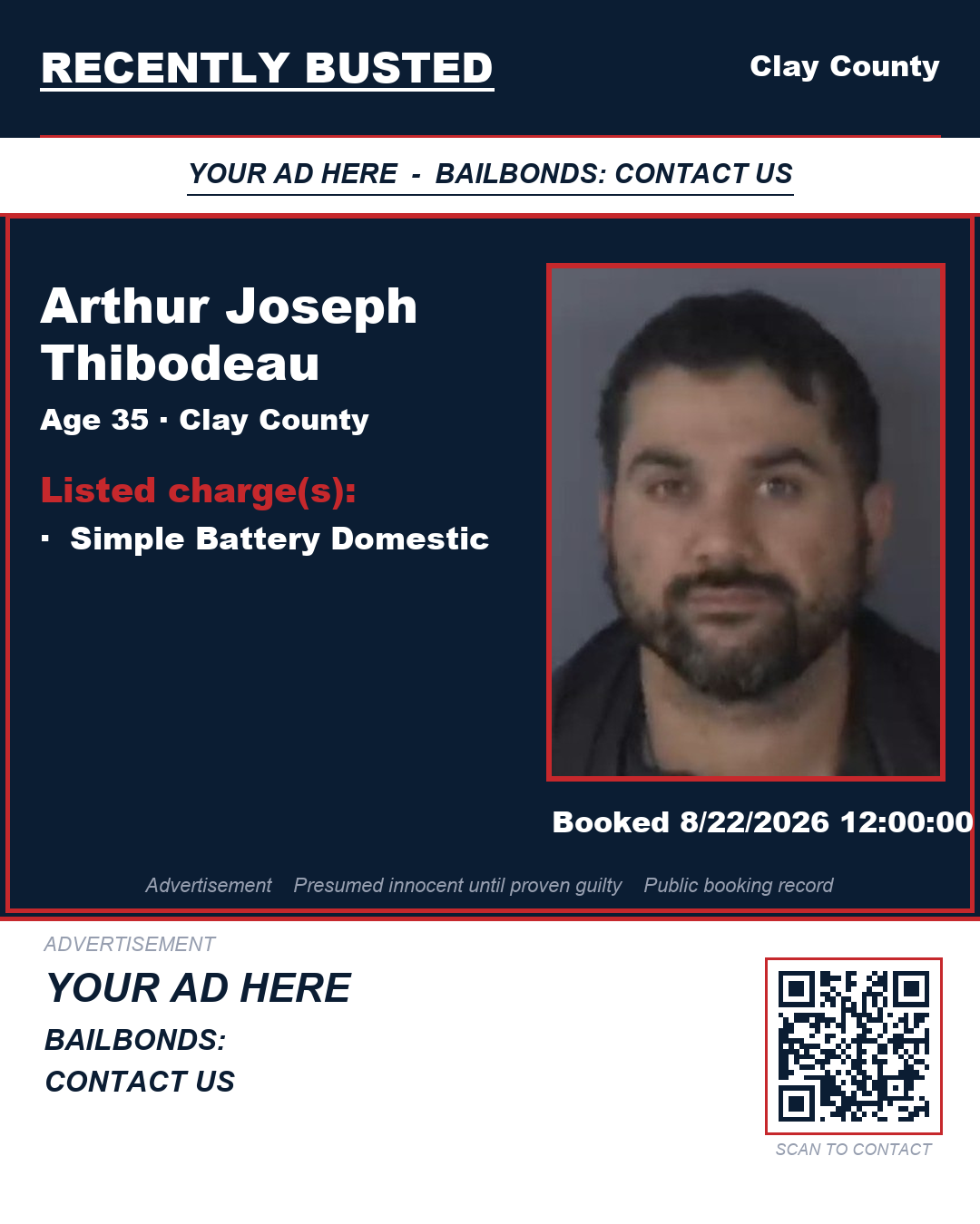 Arrest report - ARTHUR JOSEPH THIBODEAU