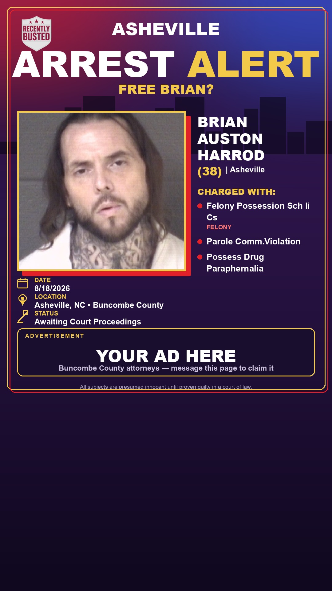 Arrest report - BRIAN AUSTON HARROD