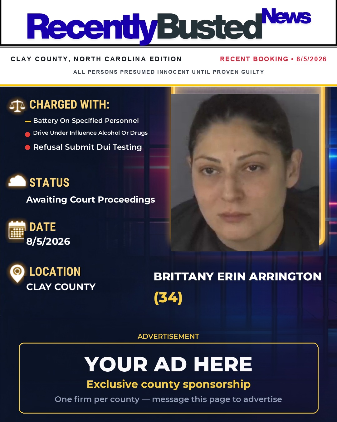 Arrest report - BRITTANY ERIN ARRINGTON