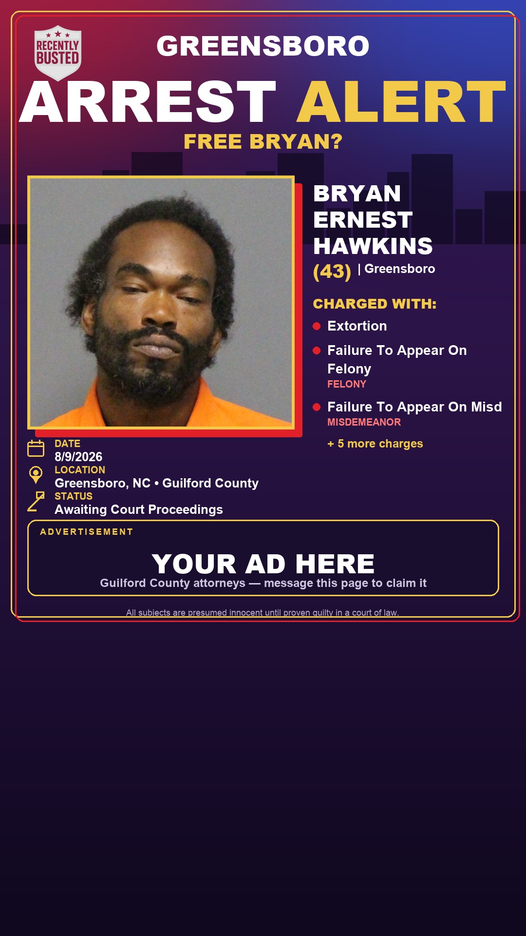 Arrest report - BRYAN ERNEST HAWKINS