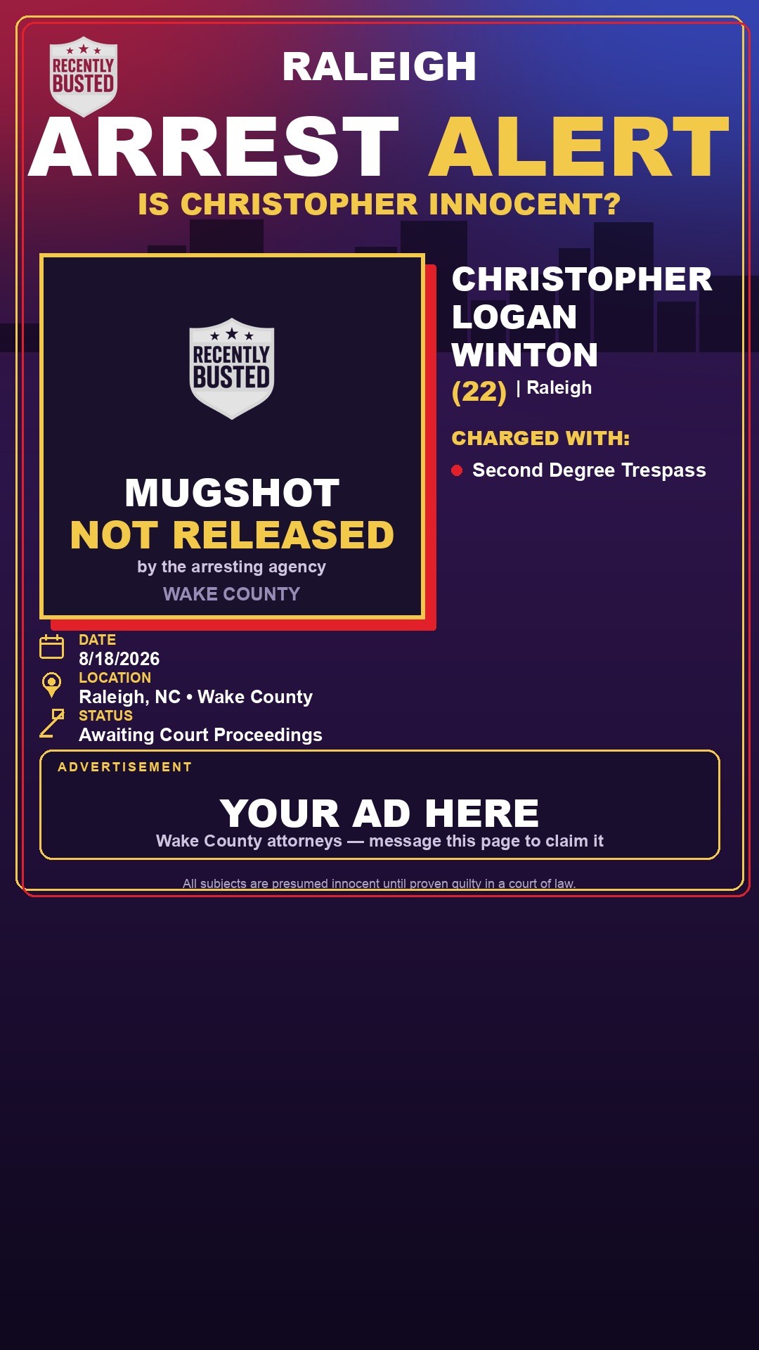 Arrest report - CHRISTOPHER LOGAN WINTON