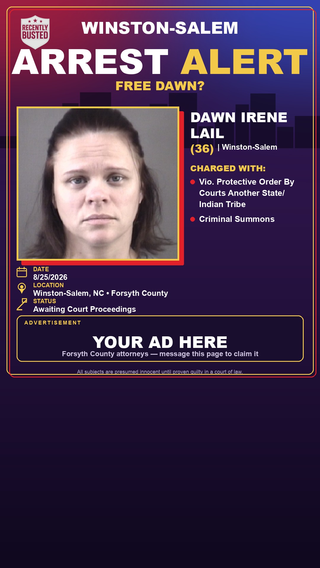 Arrest report - DAWN IRENE LAIL