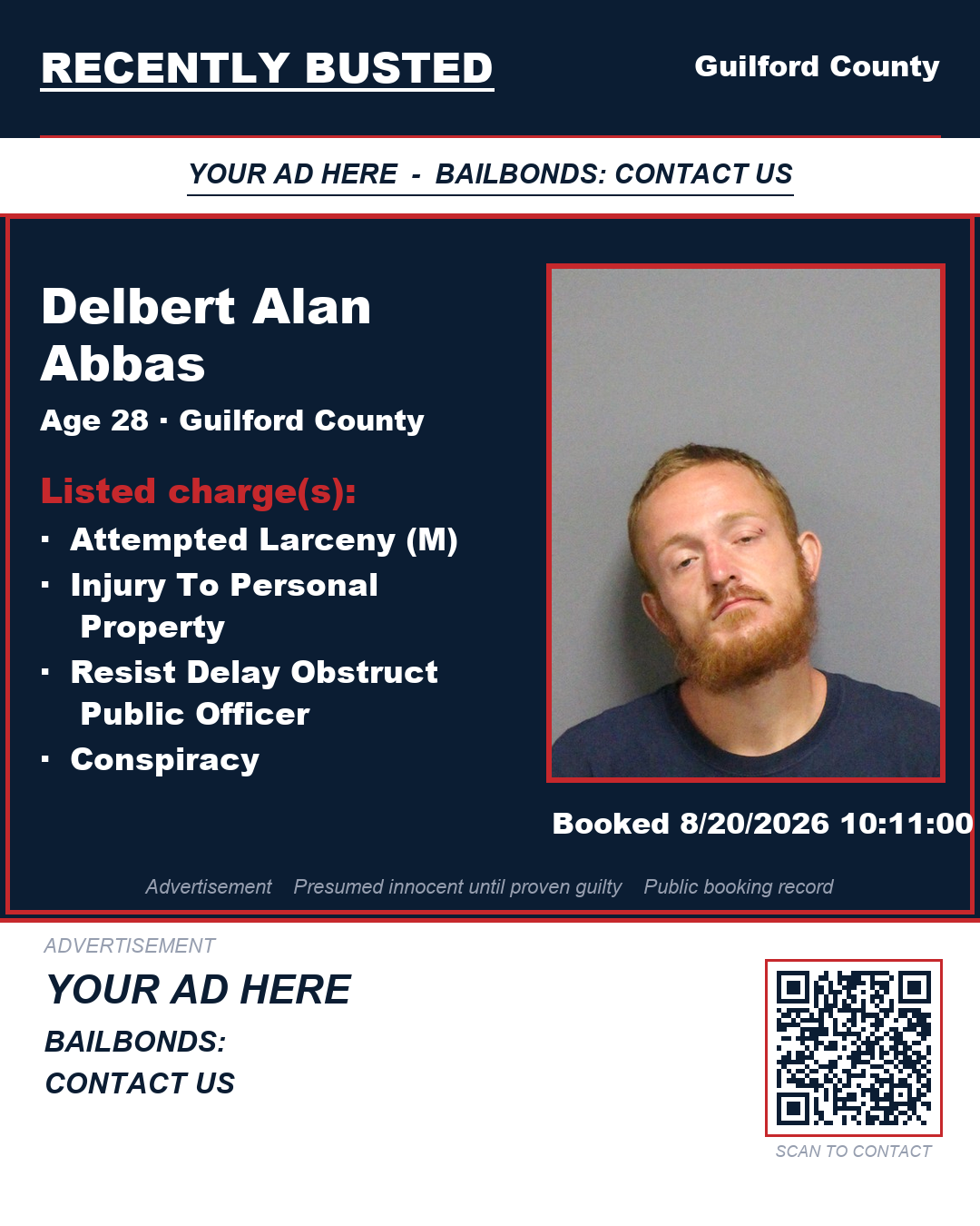 Arrest report - DELBERT ALAN ABBAS