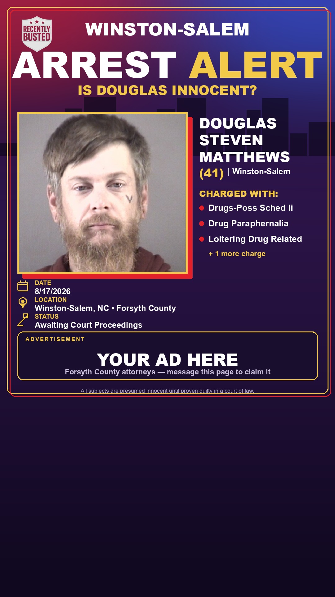 Arrest report - DOUGLAS STEVEN MATTHEWS