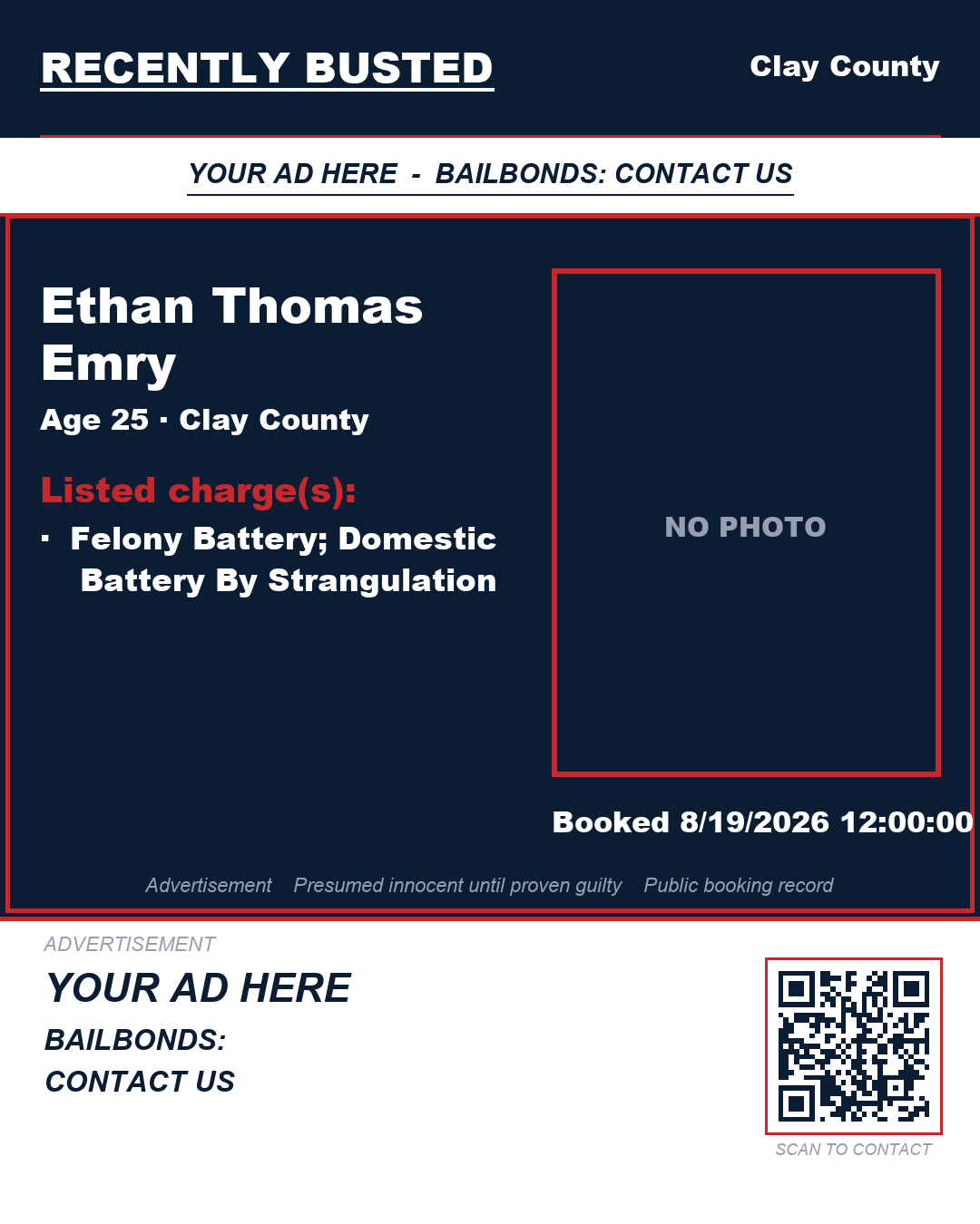 Arrest report - ETHAN THOMAS EMRY