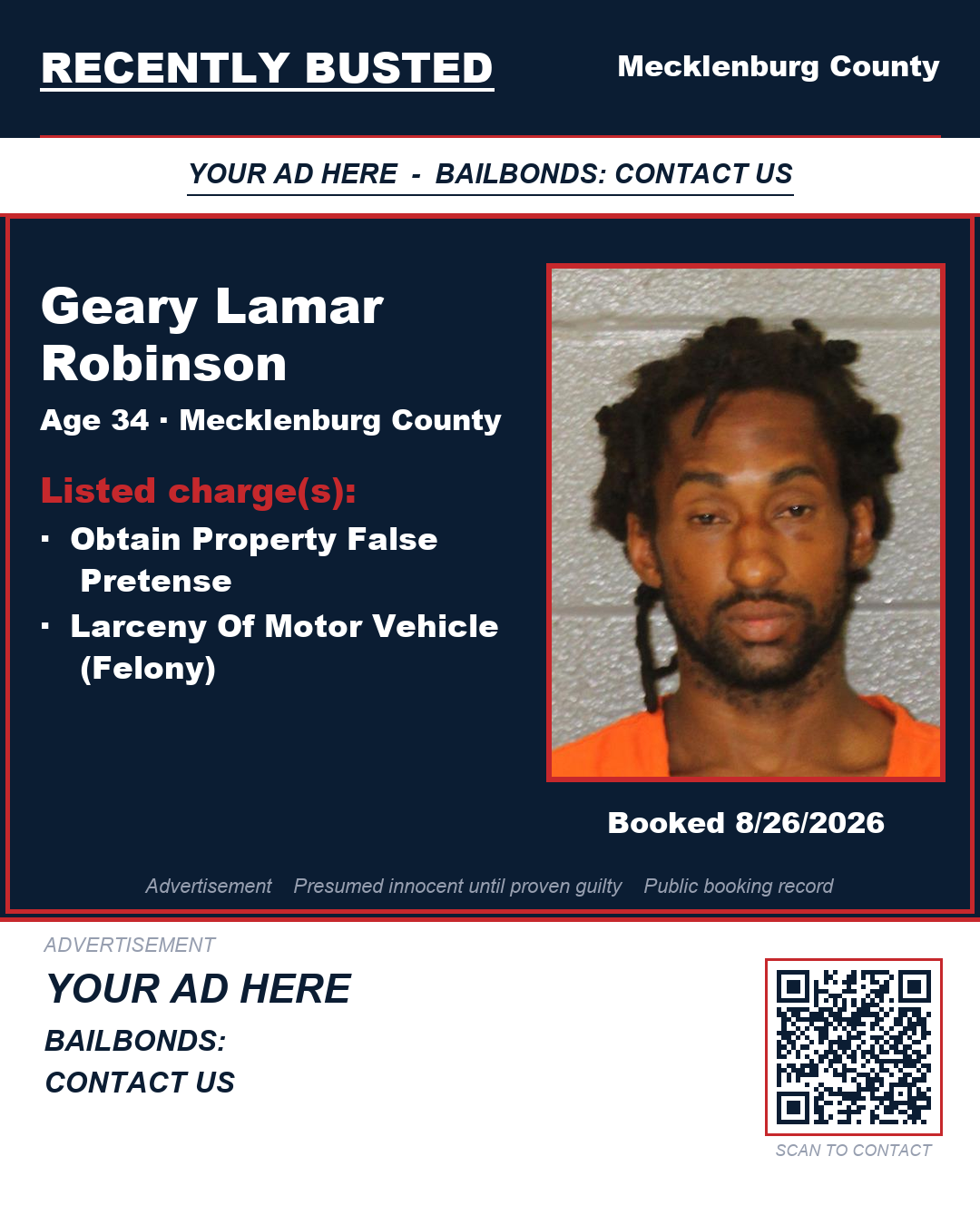Arrest report - GEARY LAMAR ROBINSON