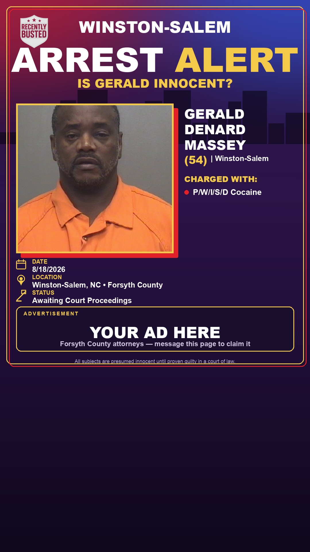 Arrest report - GERALD DENARD MASSEY