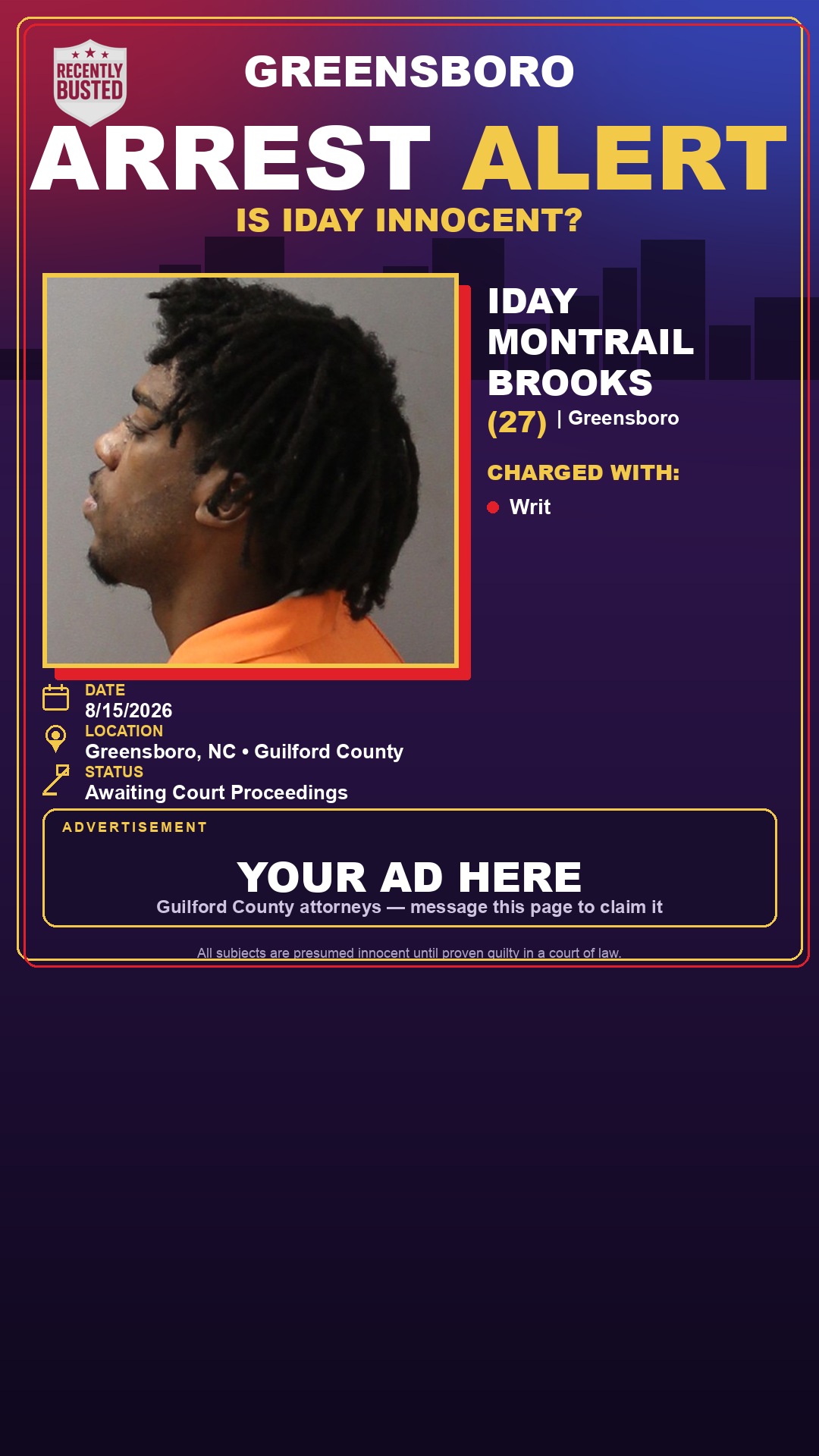 Arrest report - IDAY MONTRAIL BROOKS
