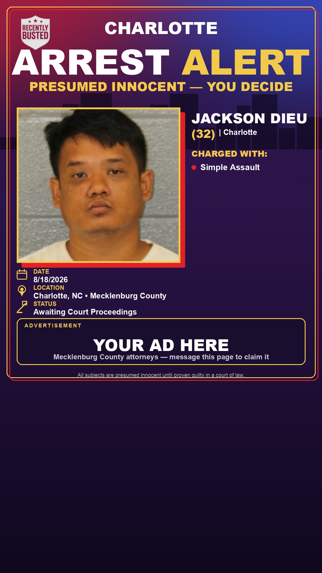 Arrest report - JACKSON DIEU
