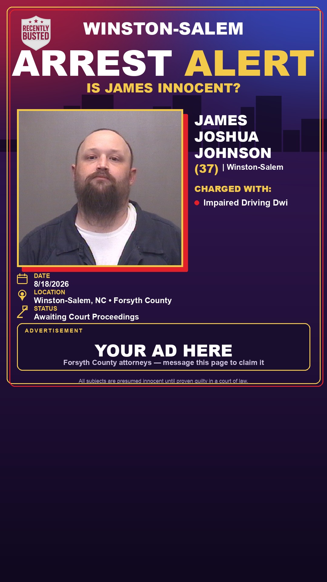 Arrest report - JAMES JOSHUA JOHNSON