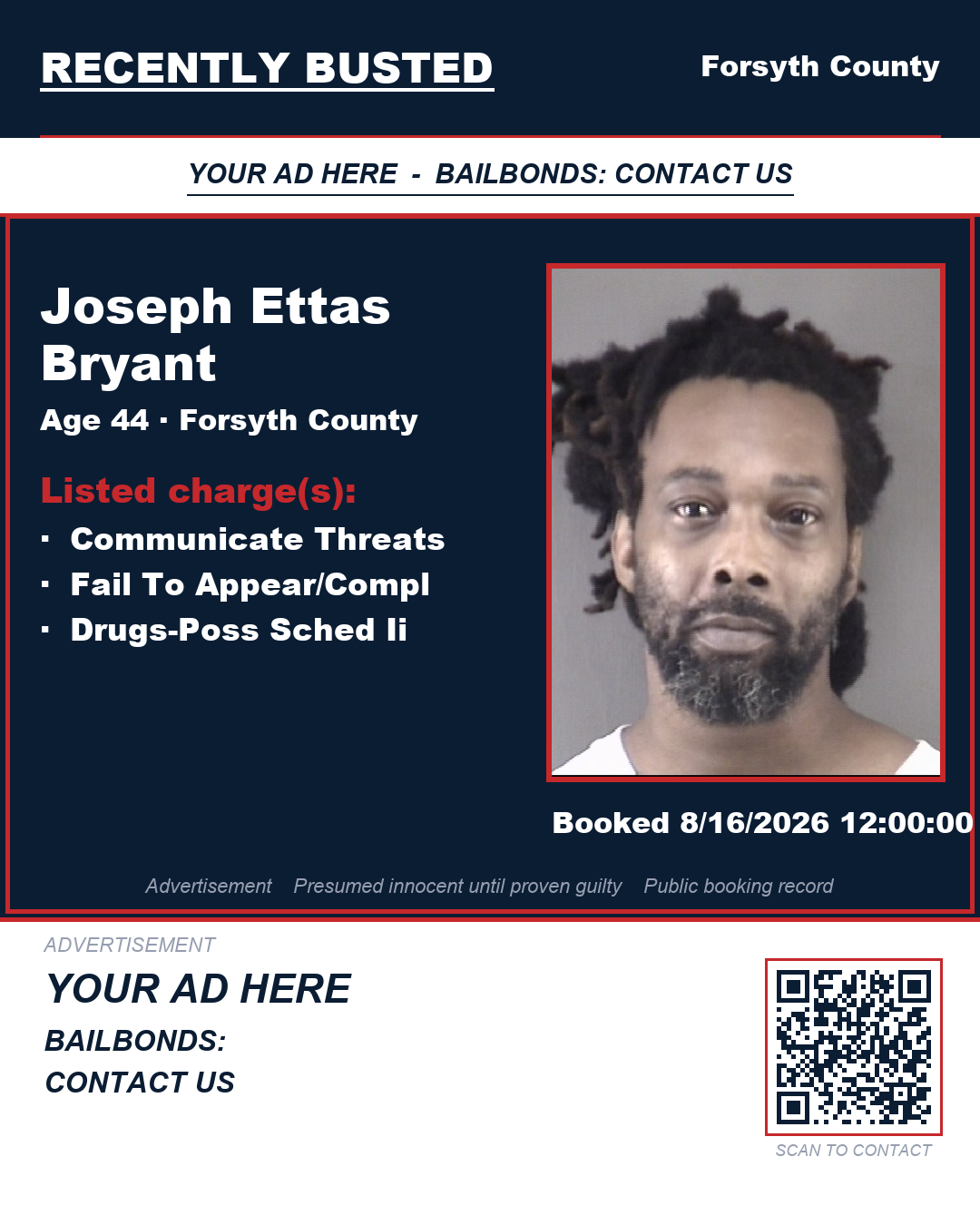 Arrest report - JOSEPH ETTAS BRYANT