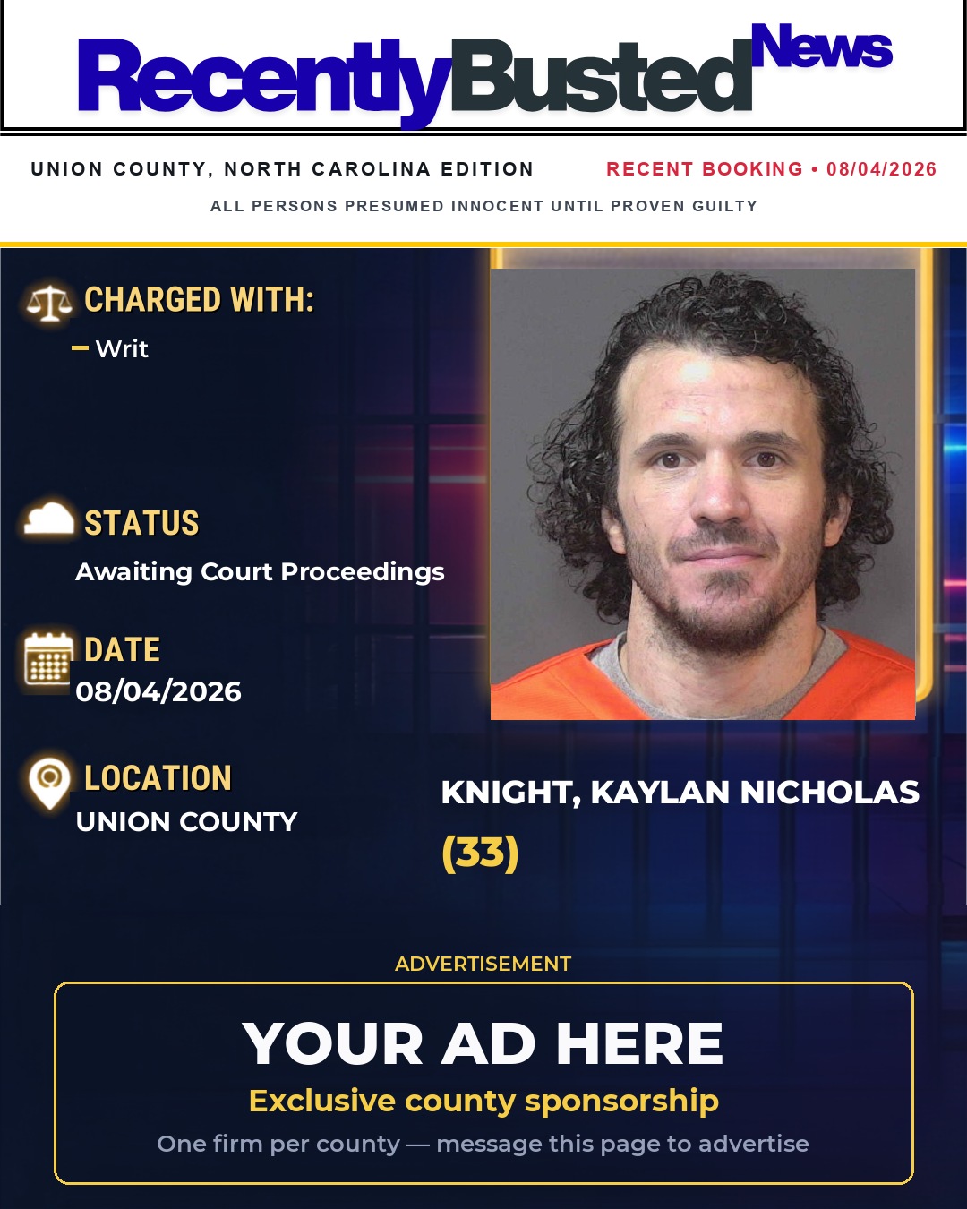 Arrest report - KNIGHT, KAYLAN NICHOLAS