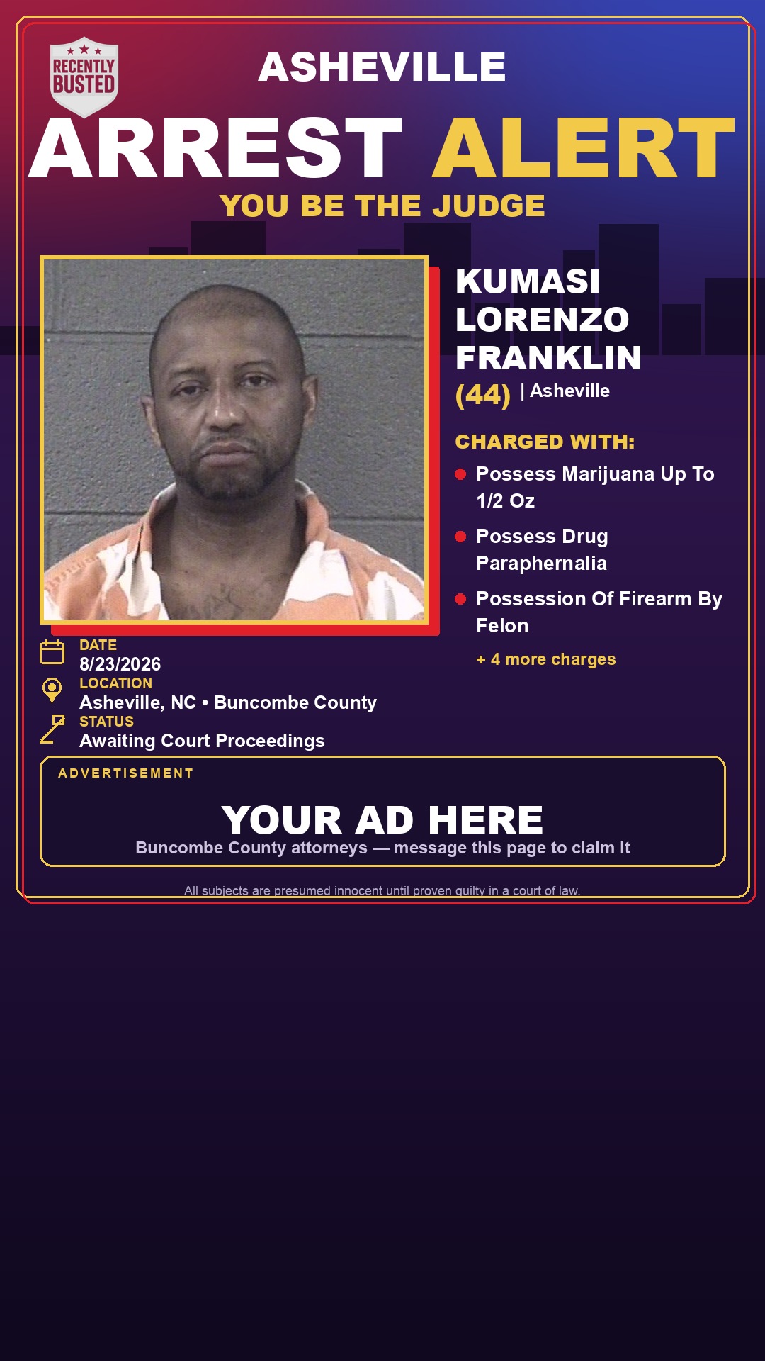 Arrest report - KUMASI LORENZO FRANKLIN
