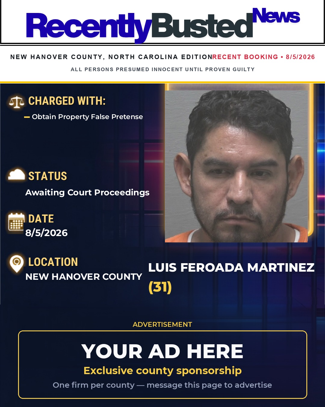 Arrest report - LUIS FEROADA MARTINEZ