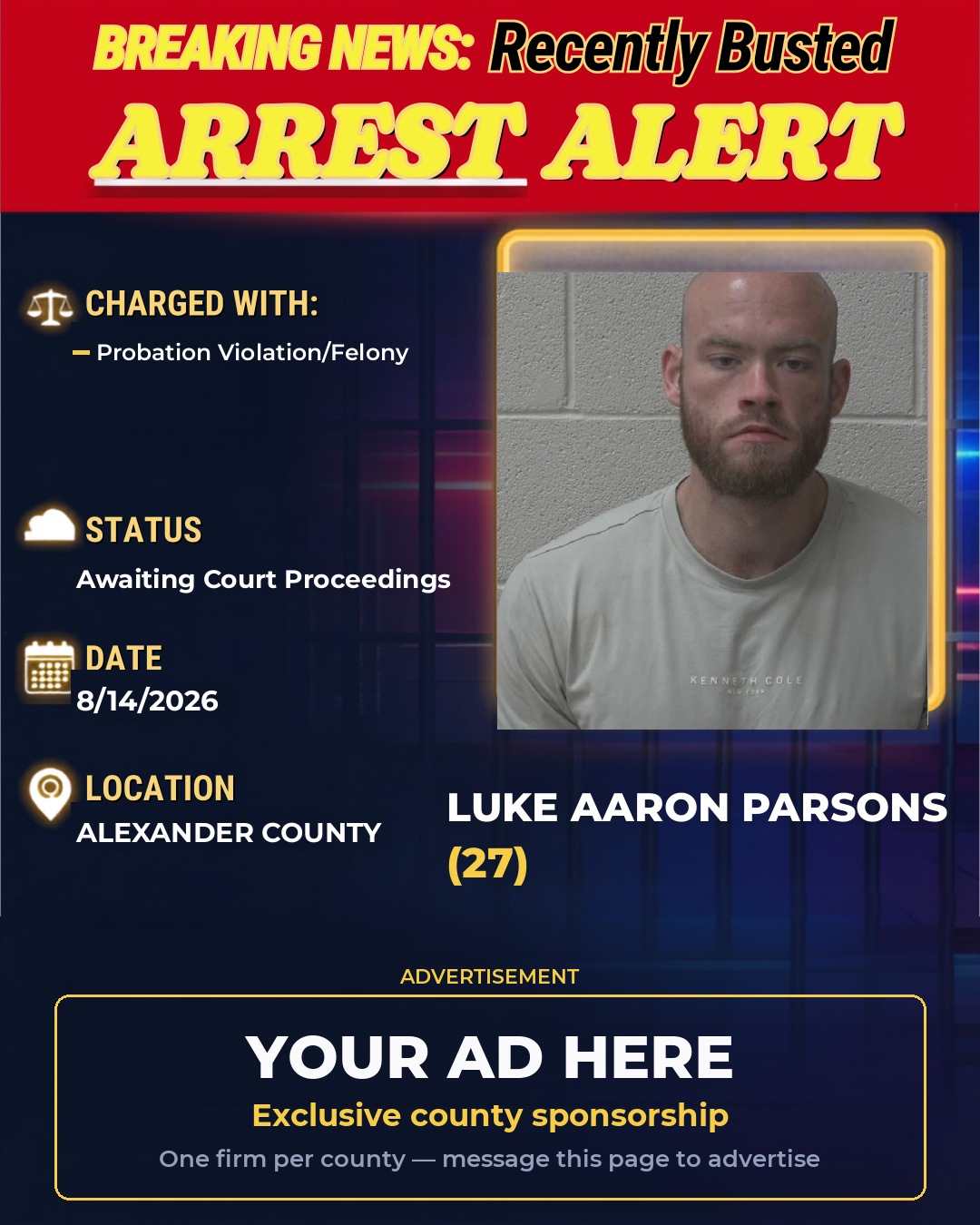 Arrest report - LUKE AARON PARSONS