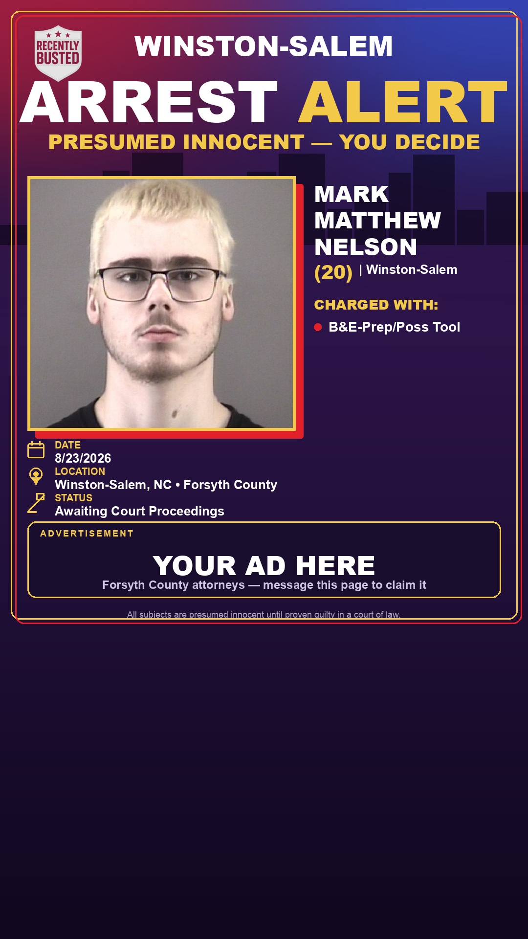 Arrest report - MARK MATTHEW NELSON