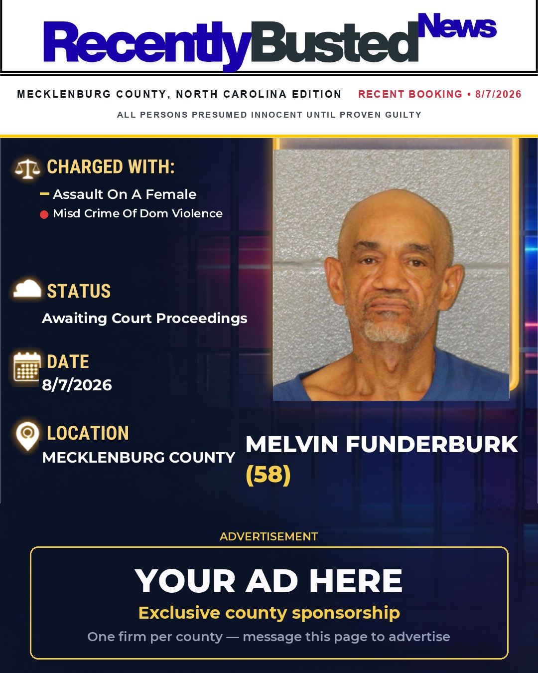 Arrest report - MELVIN FUNDERBURK