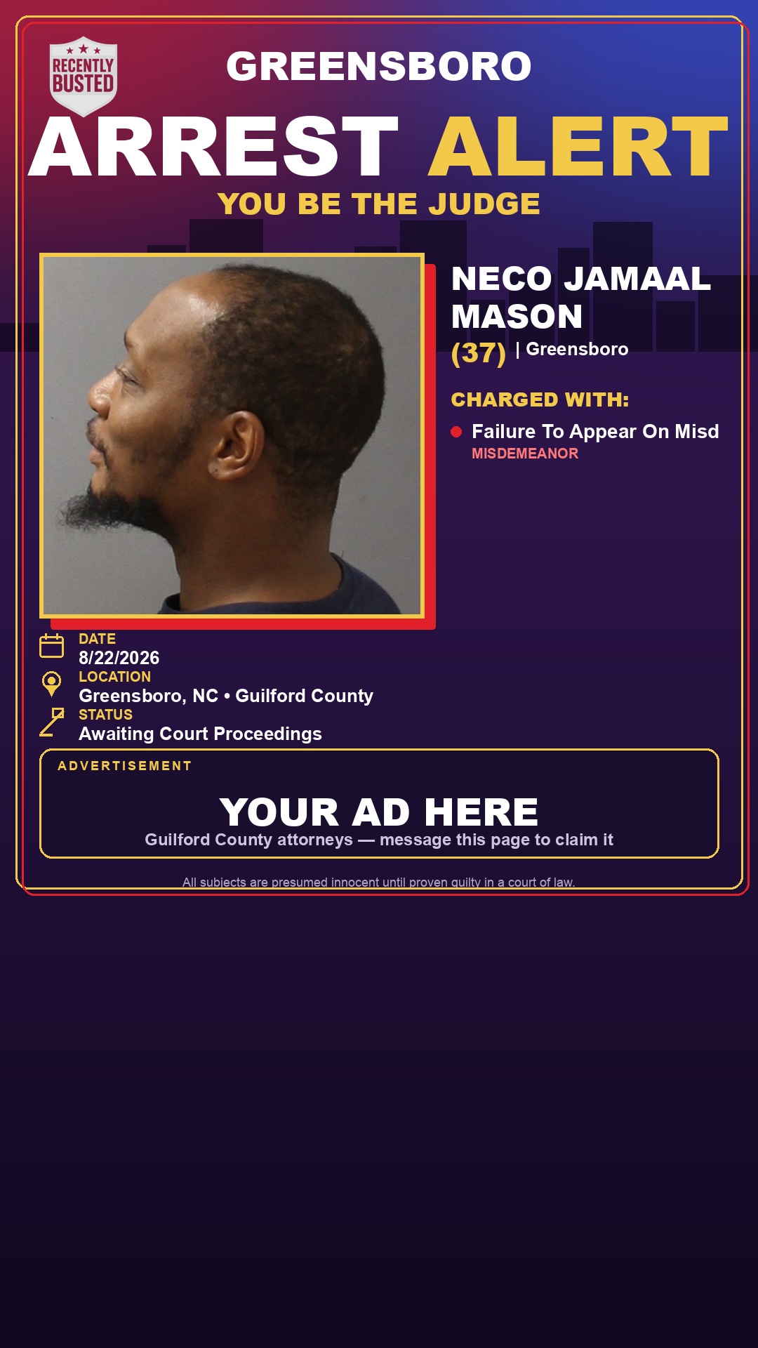 Arrest report - NECO JAMAAL MASON