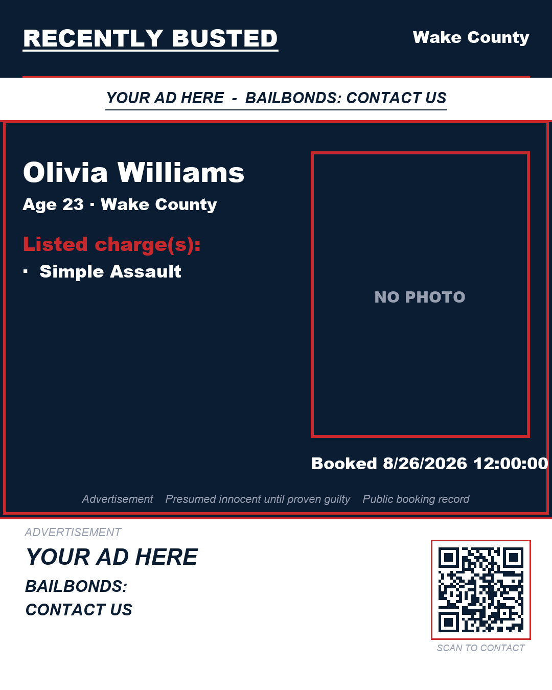 Arrest report - OLIVIA WILLIAMS