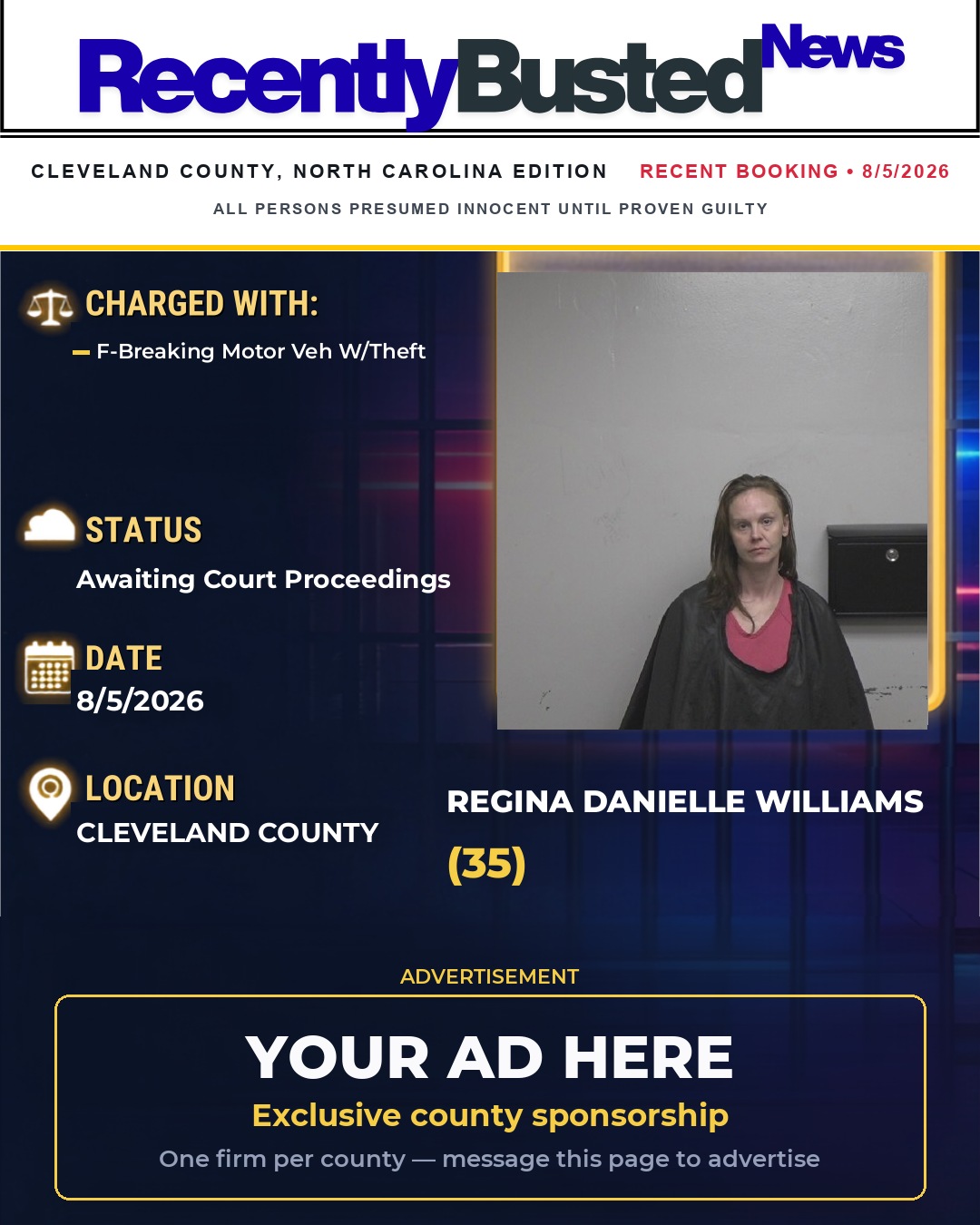 Arrest report - REGINA DANIELLE WILLIAMS