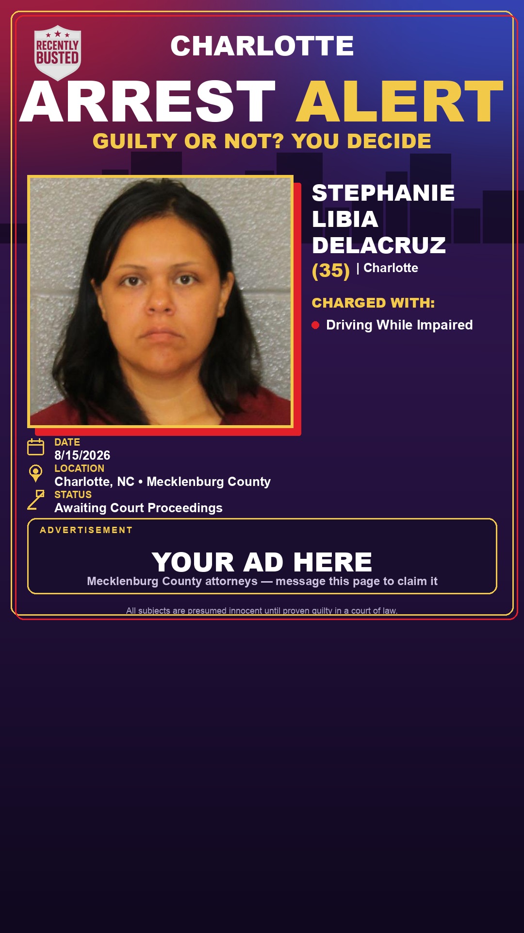 Arrest report - STEPHANIE LIBIA DELACRUZ