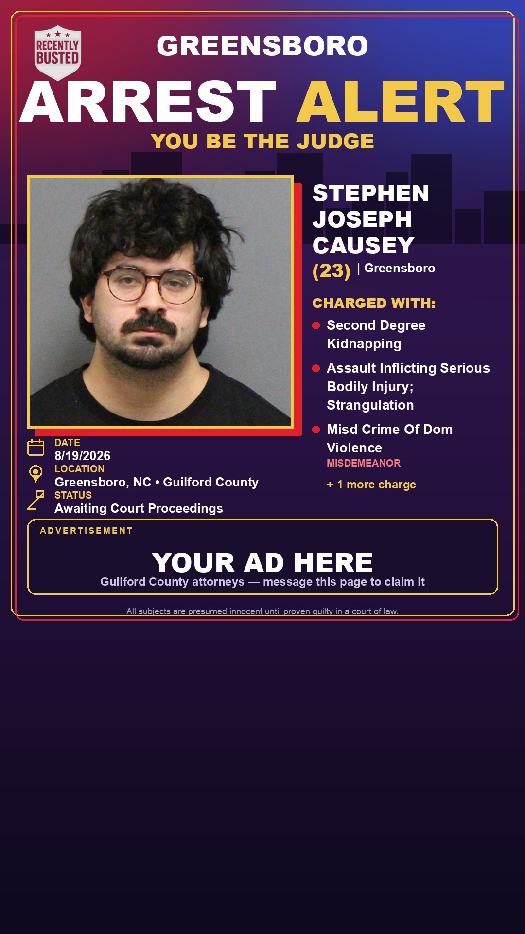 Arrest report - STEPHEN JOSEPH CAUSEY