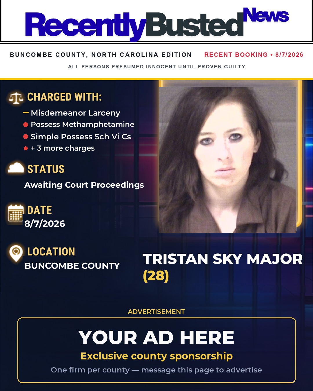 Arrest report - TRISTAN SKY MAJOR