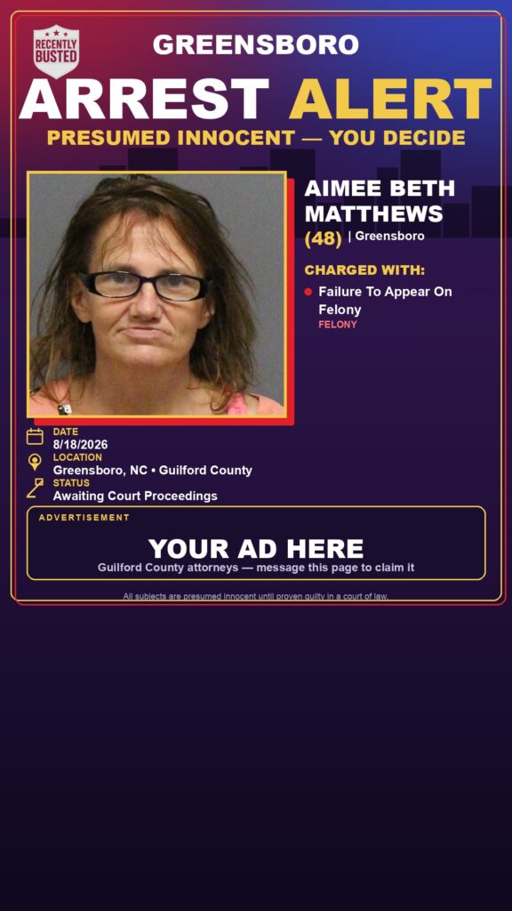Arrest report — AIMEE BETH MATTHEWS