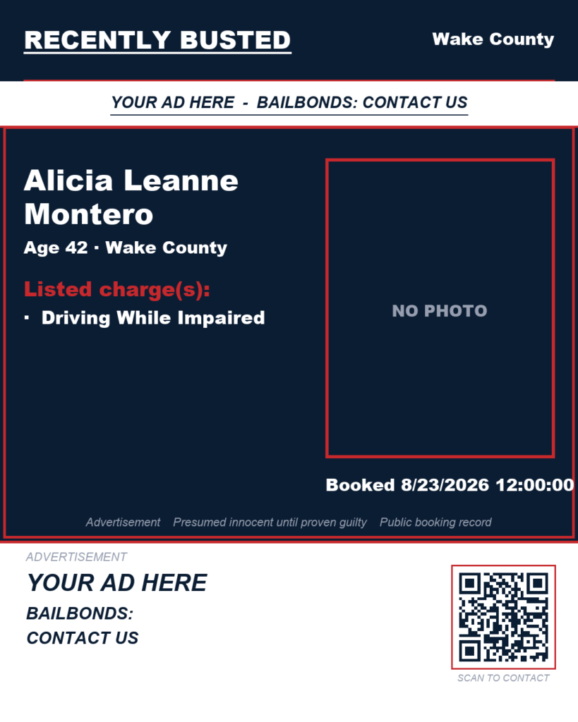 Arrest report — ALICIA LEANNE MONTERO