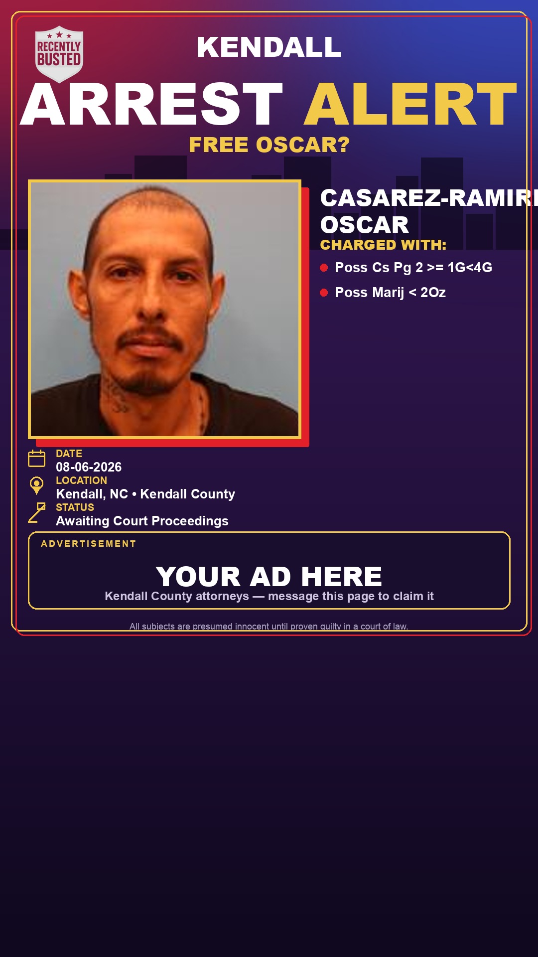 Arrest report - Casarez-Ramirez, Oscar