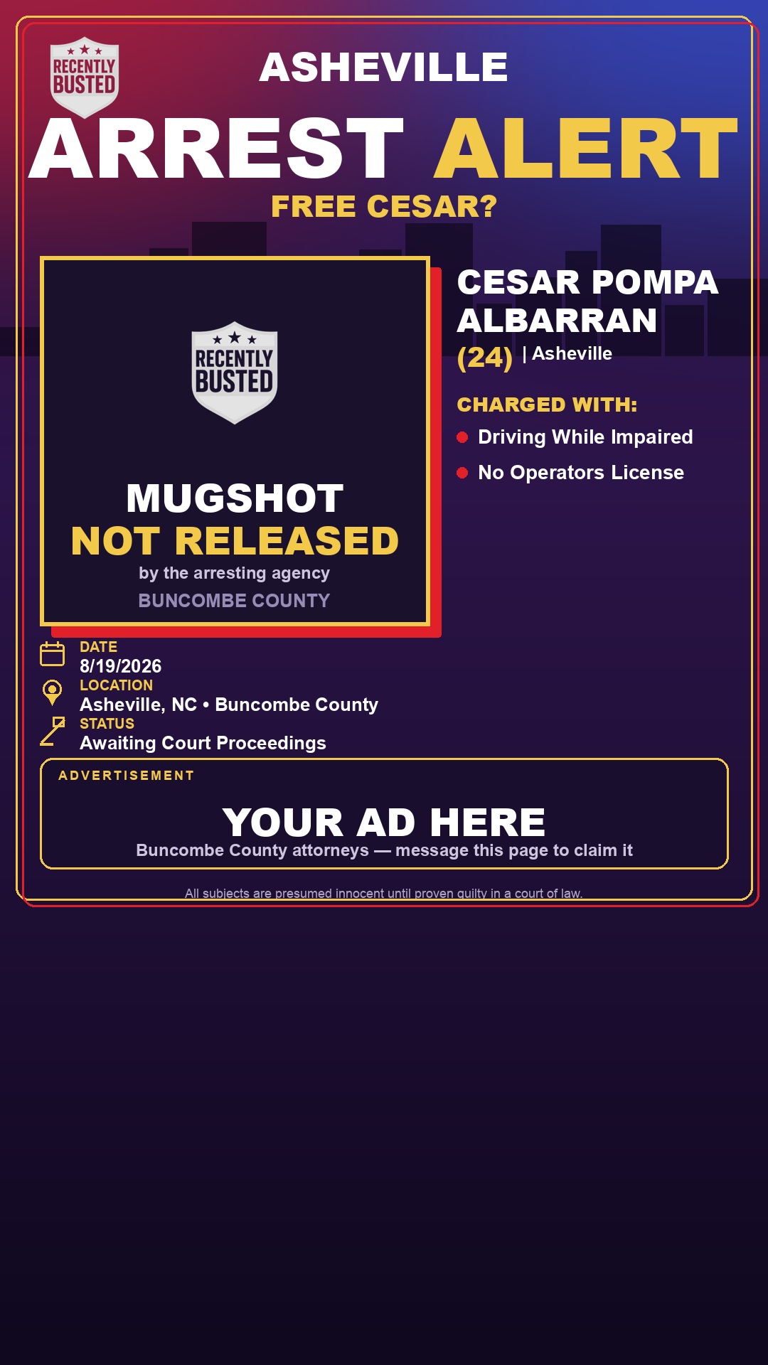 Arrest report - CESAR POMPA ALBARRAN