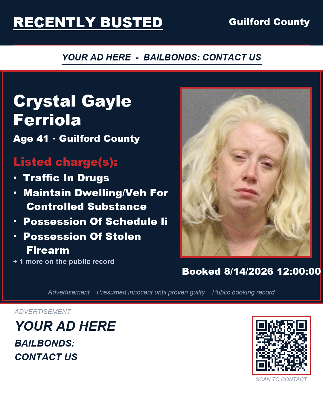 Arrest report - CRYSTAL GAYLE FERRIOLA