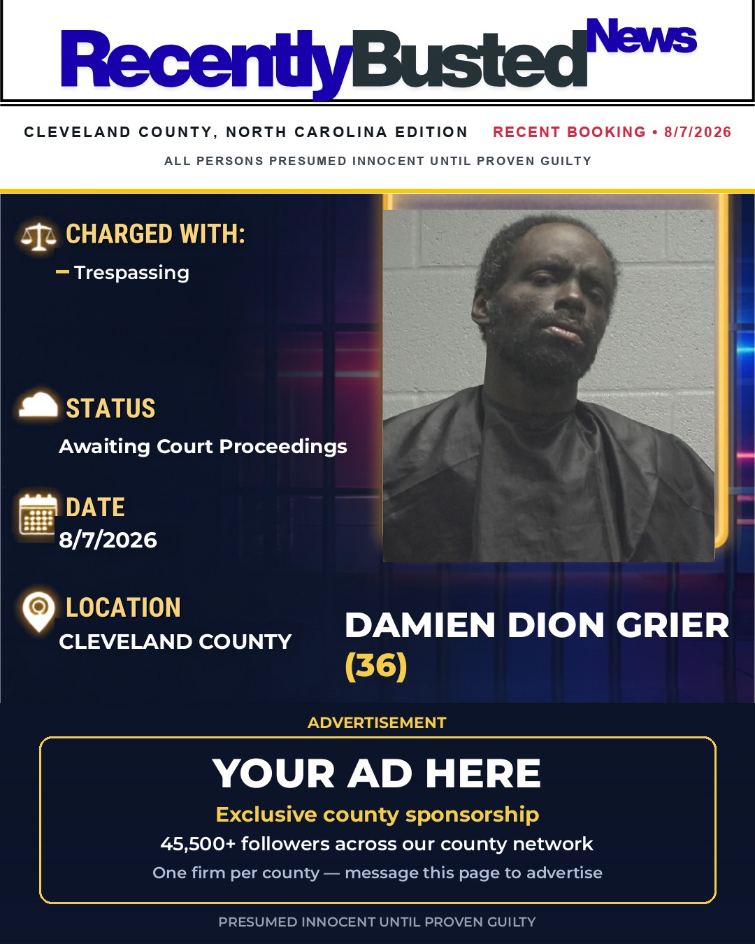 Arrest report - DAMIEN DION GRIER