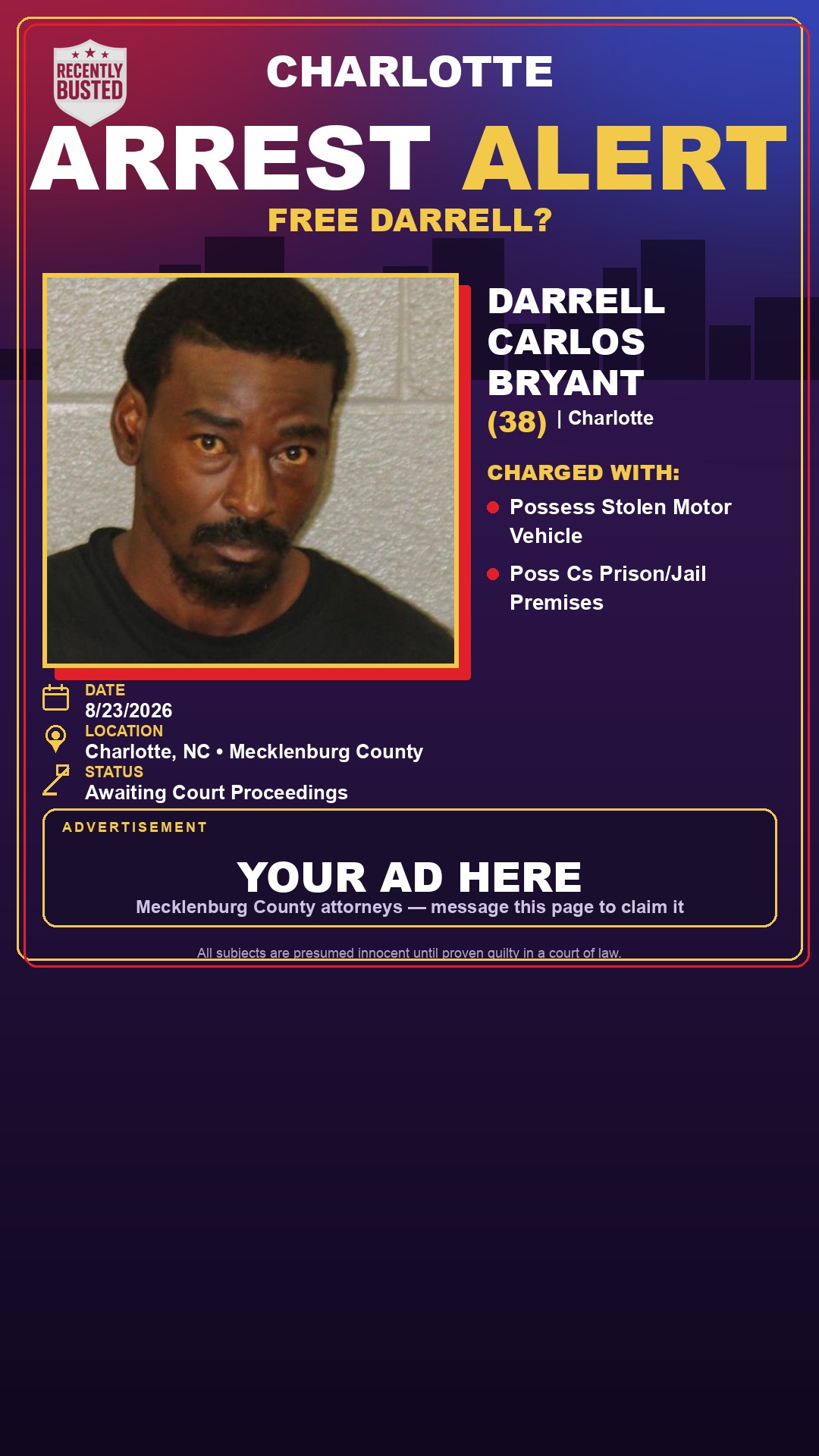 Arrest report - DARRELL CARLOS BRYANT