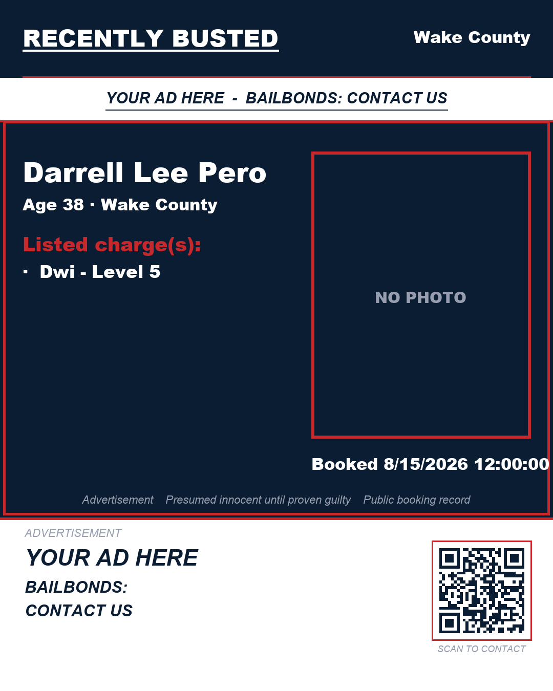 Arrest report - DARRELL LEE PERO