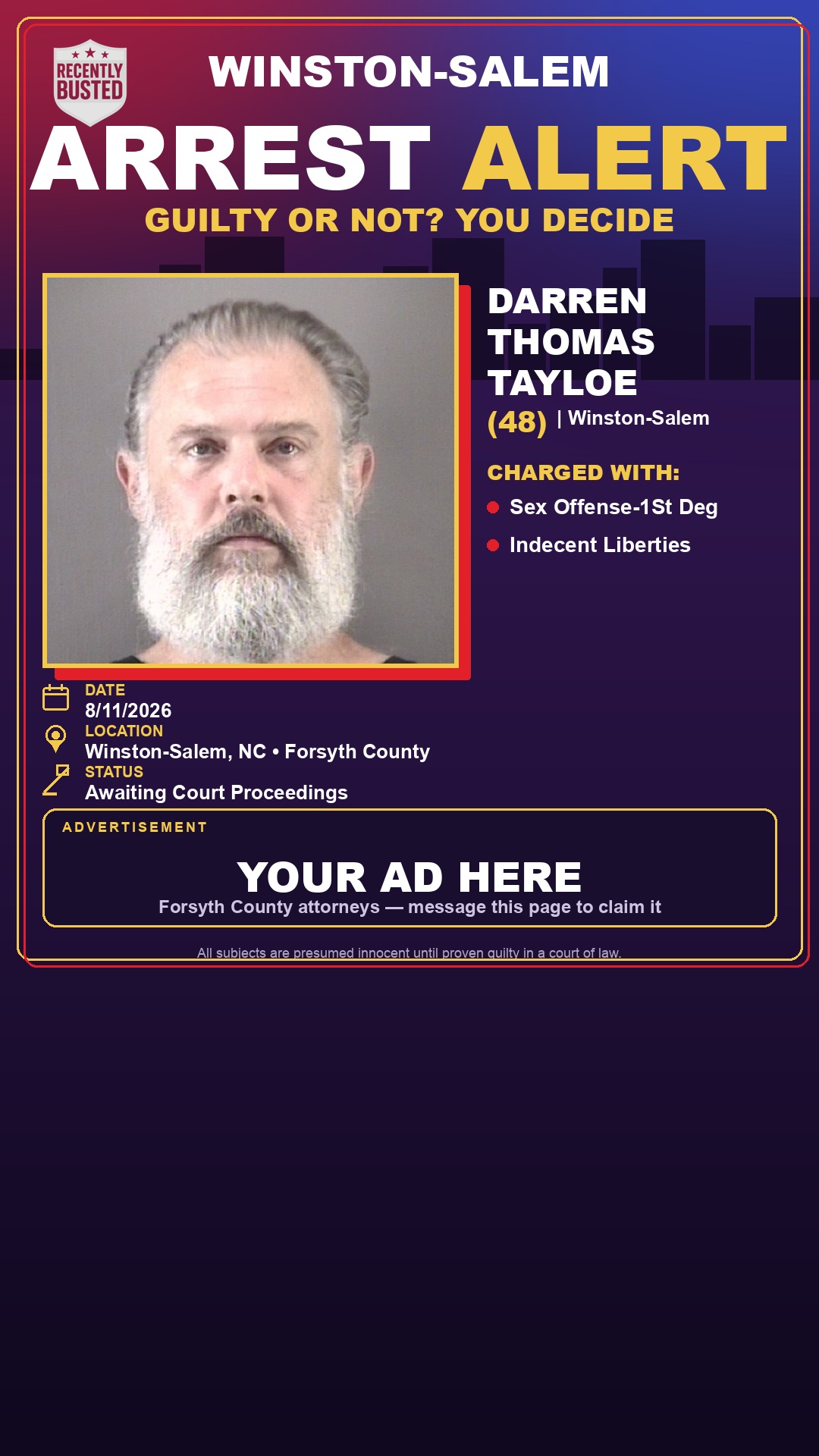 Arrest report - DARREN THOMAS TAYLOE