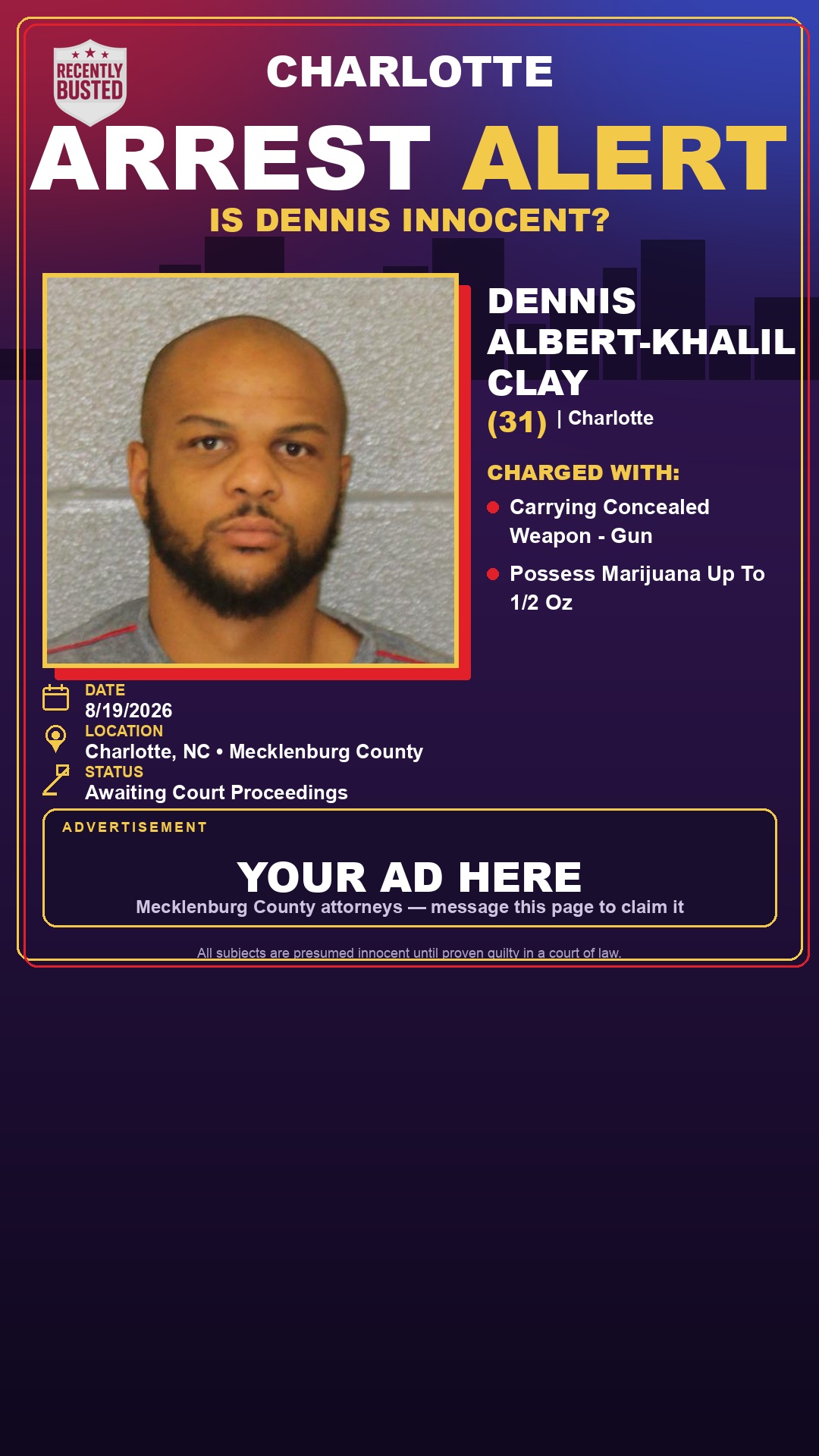 Arrest report - DENNIS ALBERT-KHALIL CLAY