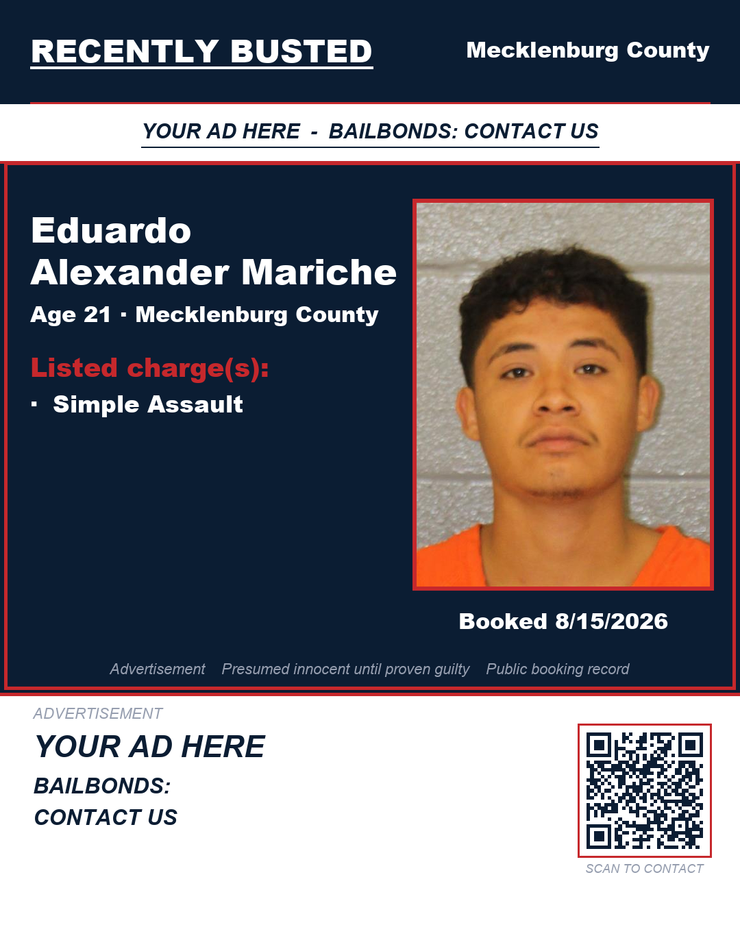 Arrest report - EDUARDO ALEXANDER MARICHE