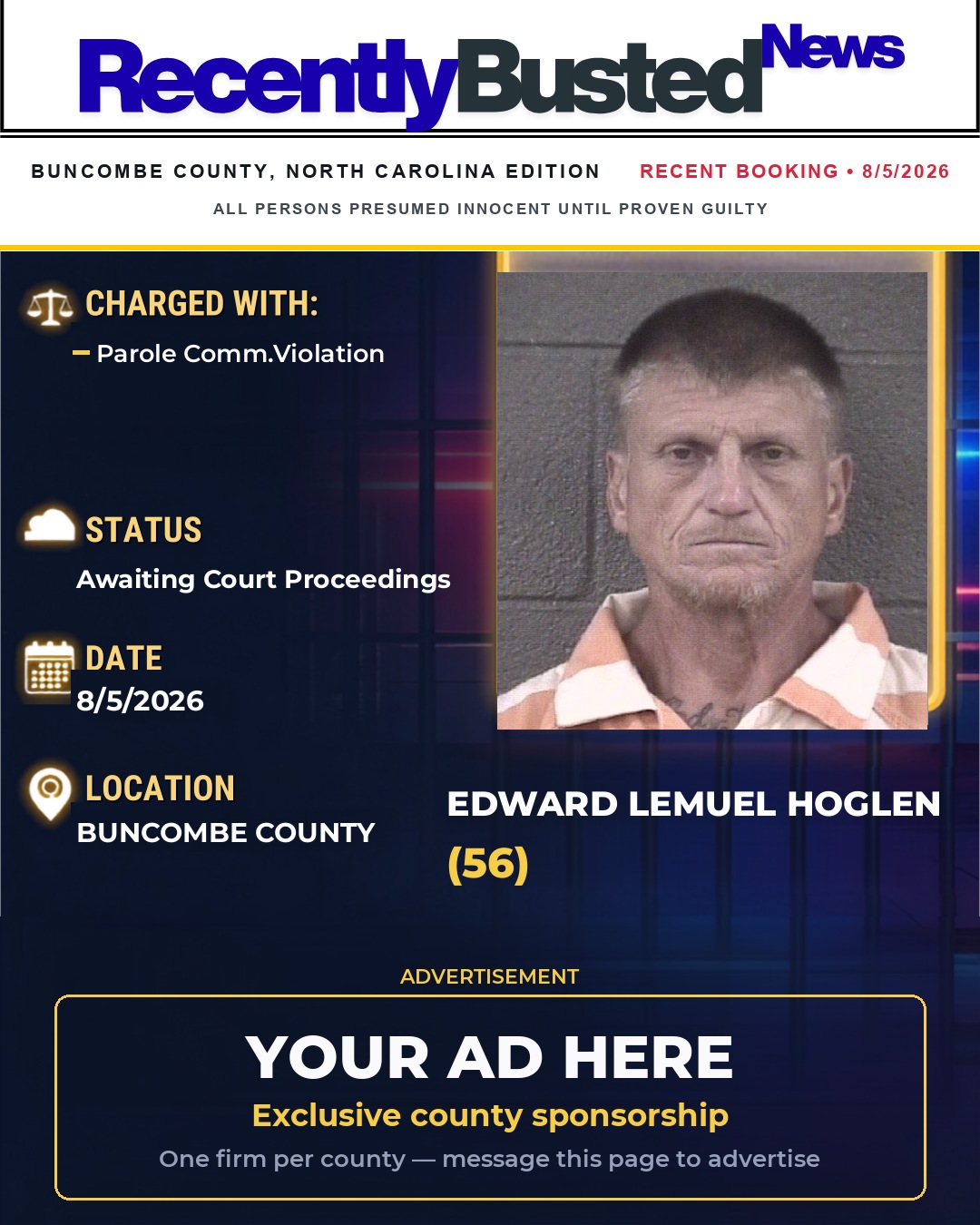 Arrest report - EDWARD LEMUEL HOGLEN