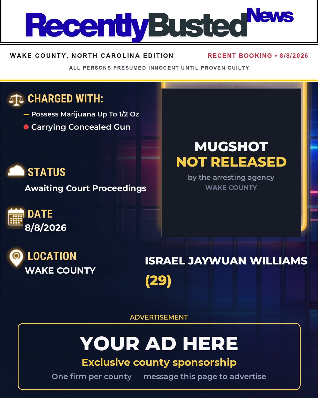 Arrest report - ISRAEL JAYWUAN WILLIAMS