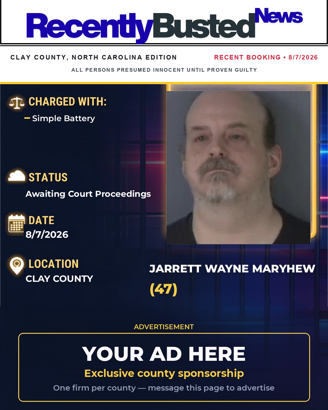 Arrest report - JARRETT WAYNE MARYHEW