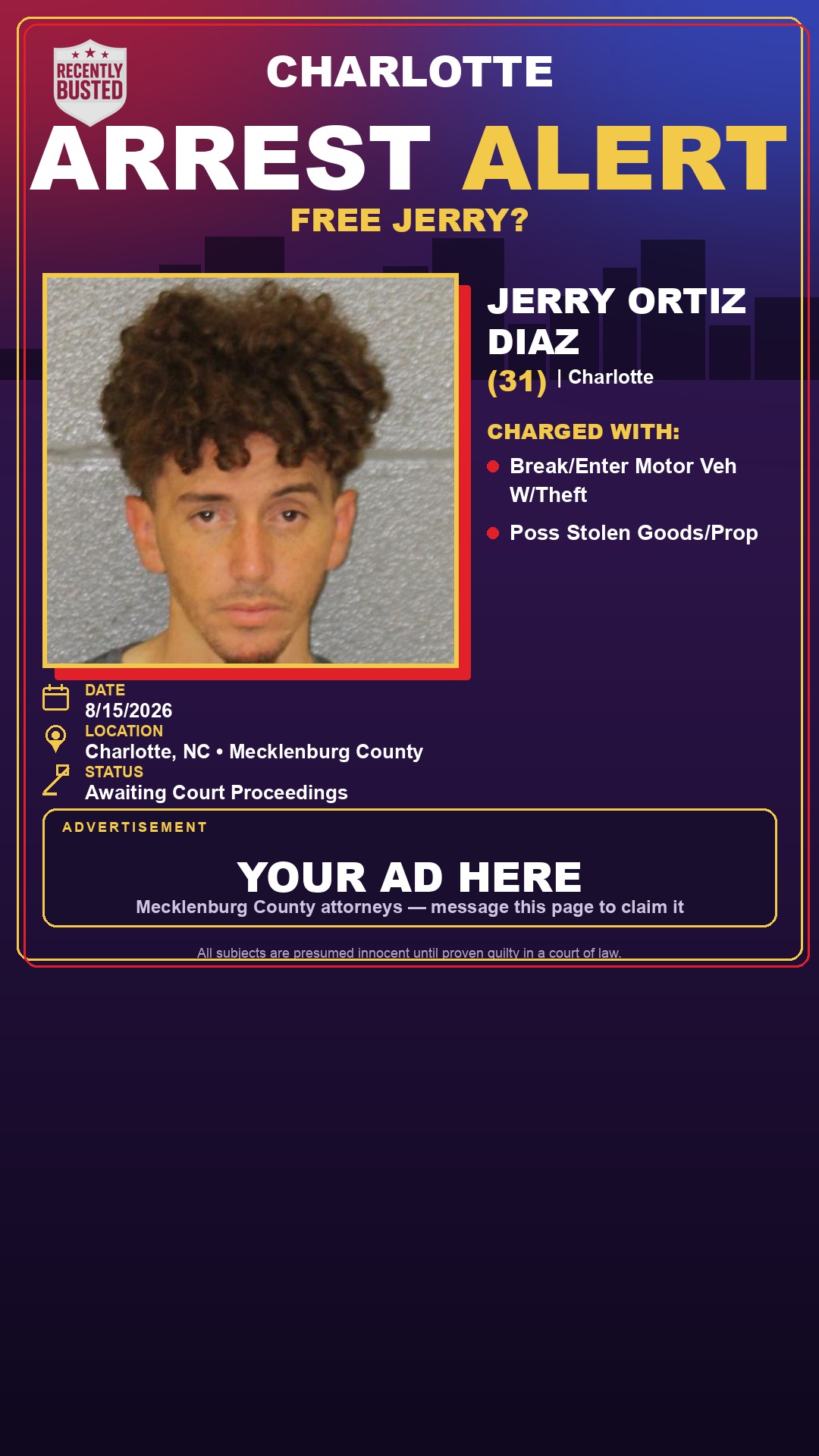 Arrest report - JERRY ORTIZ DIAZ