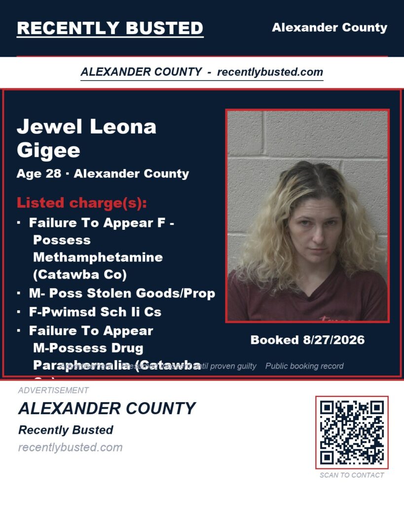 JEWEL LEONA GIGEE — arrest record card, Mugshot Hottie