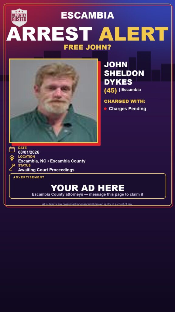 John Sheldon Dykes — arrest record card, Florida Crime
