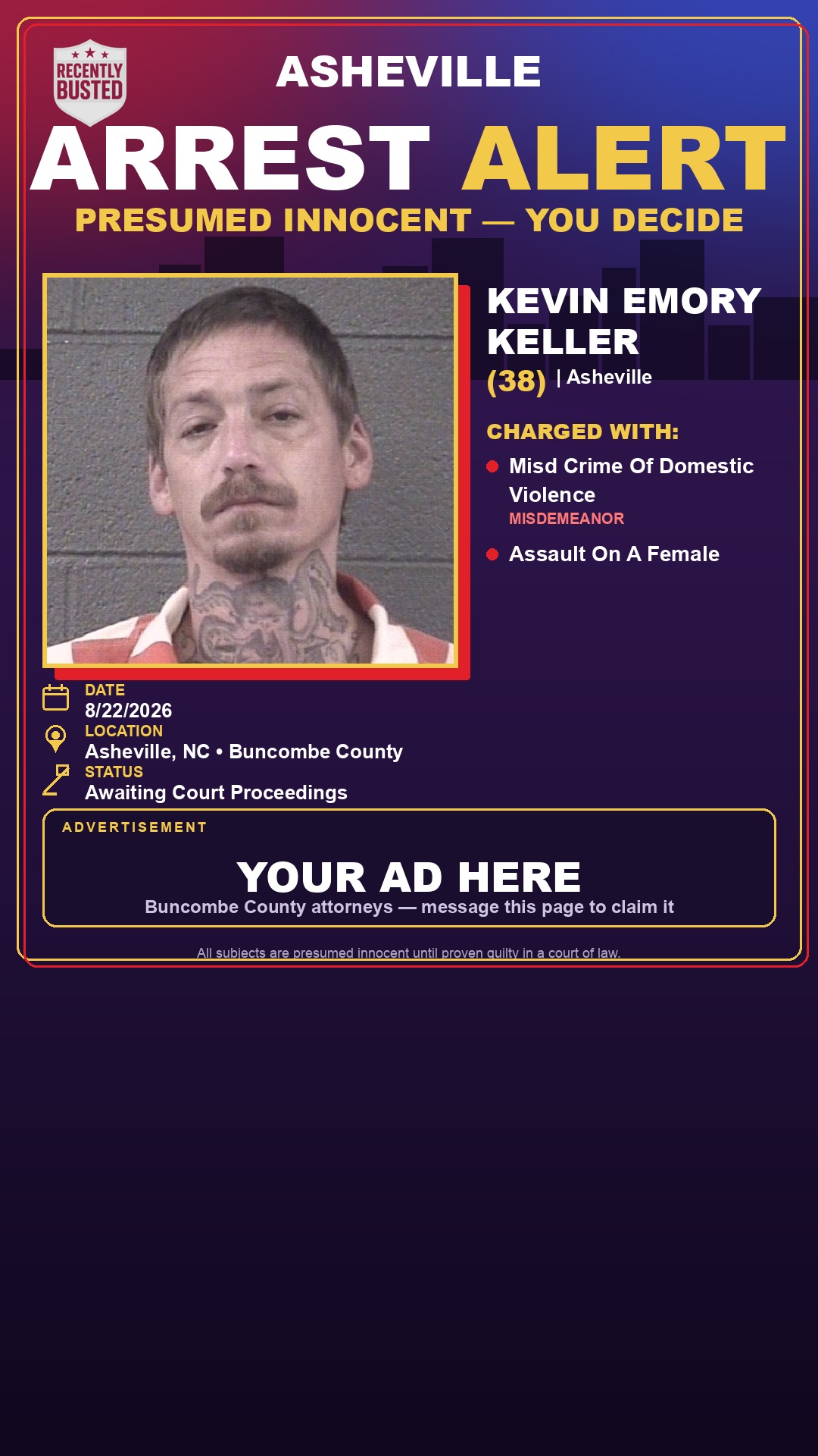 Arrest report - KEVIN EMORY KELLER