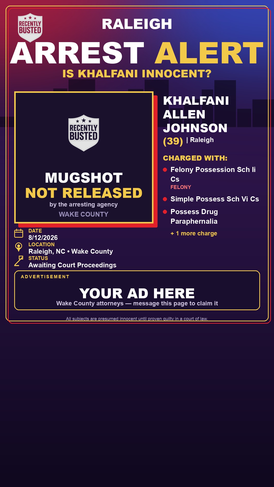 Arrest report - KHALFANI ALLEN JOHNSON